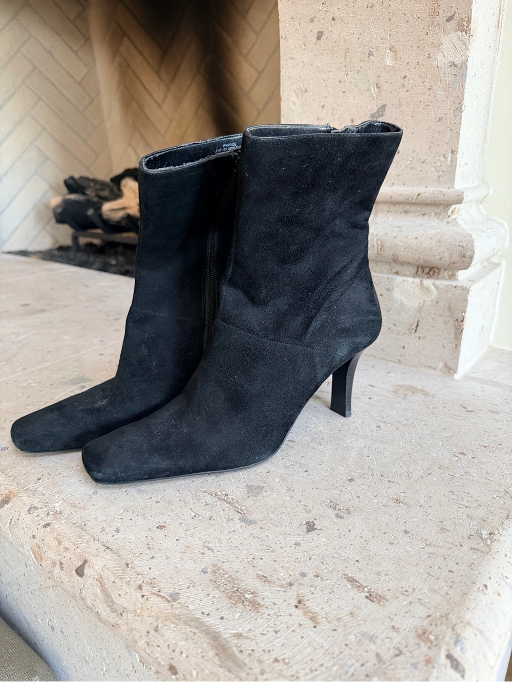 Nine West Black Suede Pointed-Toe Ankle Booties